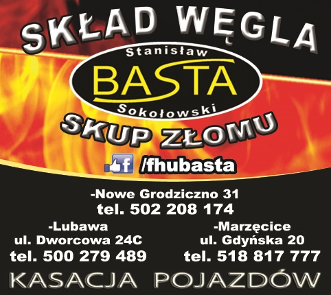 SKŁAD WĘGLA, SKUP ZŁOMU, KASACJA POJAZDÓW - FHU BASTA Stanisław Sokołowski, Nowe Grodziczno