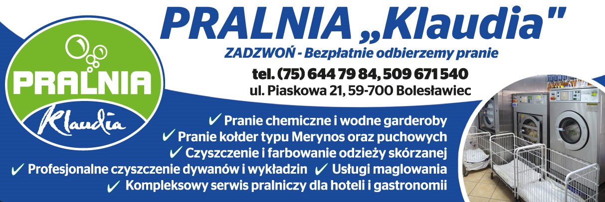 Pralnia Klaudia Bolesławiec- pranie chemiczne i wodne garderoby, czyszczenie, maglowanie, prasowanie