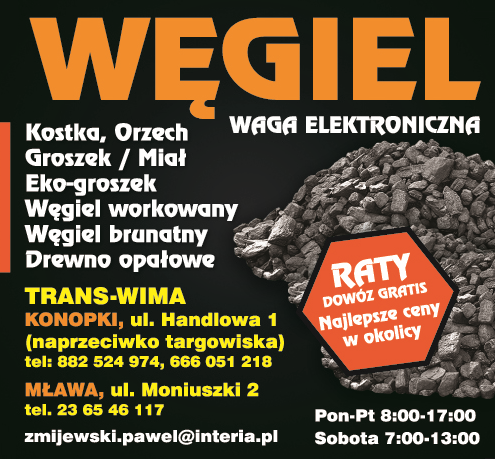 TRANS-WIMA Skład Opału Mława Węgiel / Kostka / Miał / Eko-Groszek / Drewno Opałowe