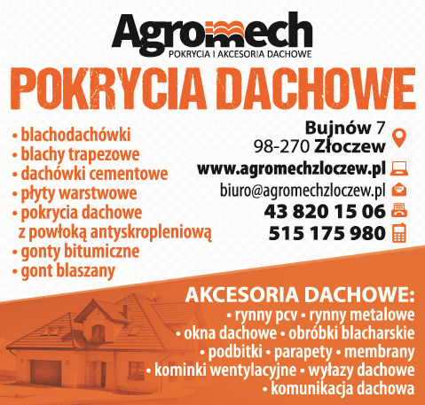 P.W. Agromech POKRYCIA I AKCESORIA DACHOWE - Złoczew,Sieradz