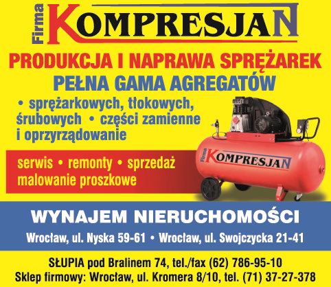 PRODUKCJA I NAPRAWA SPRĘŻAREK-Firma KOMPRESJAN Słupia pod Bralinem