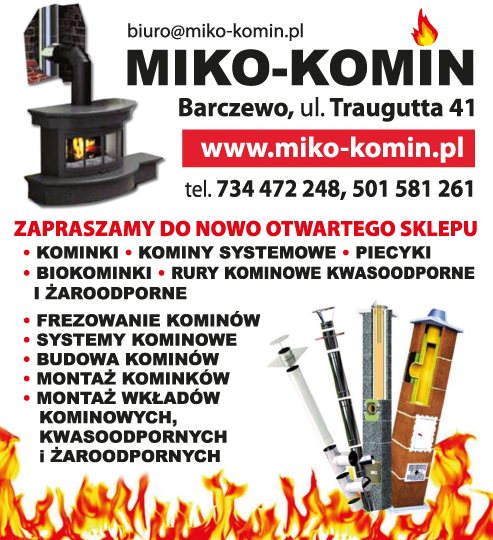 MIKO KOMIN Barczewo, powiat olsztyński - KOMINKI - KOMINY SYSTEMOWE - PIECYKI - BIOKOMINKI- MONTAŻ