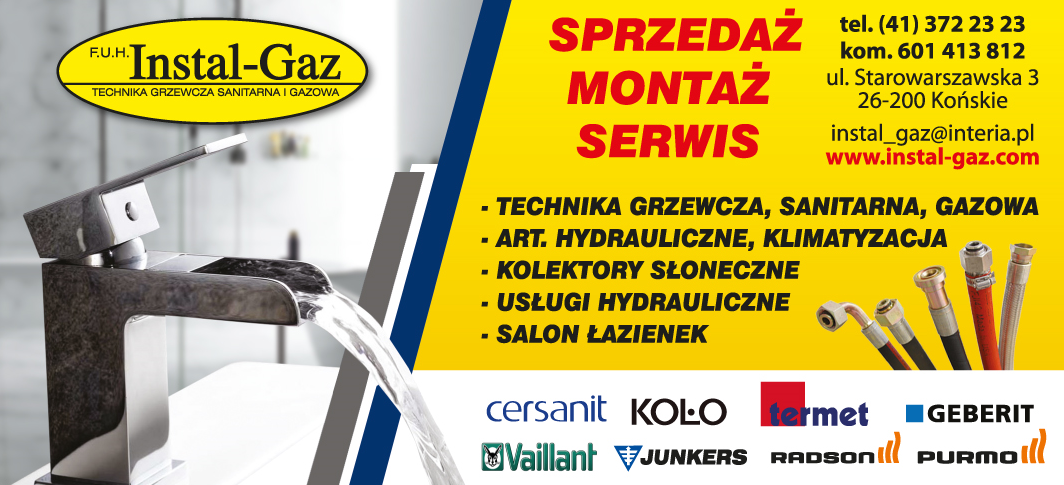 F.U.H. INSTAL-GAZ Końskie Technika Grzewcza, Sanitarna, Gazowa/ Art. Hydrauliczne/ Salon Łazienek