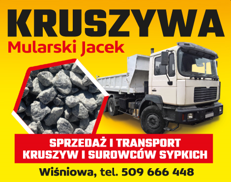 KRUSZYWA Mularski Jacek Wiśniowa,powiat strzyżowski-SPRZEDAŻ I TRANSPORT KRUSZYW I SUROWCÓW SYPKICH 