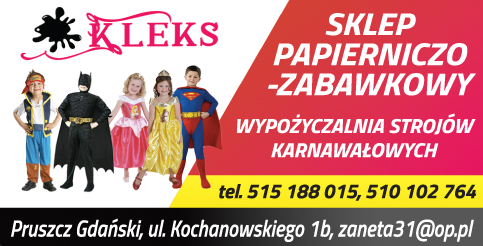 KLEKS SKLEP PAPIERNICZO- ZABAWKOWY Pruszcz Gdański