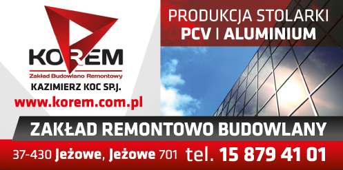 ZRB KOREM Kazimierz Koc Sp.j. Jeżowe Zakład Remontowo Budowlany / Produkcja Stolarki PCV i Aluminium