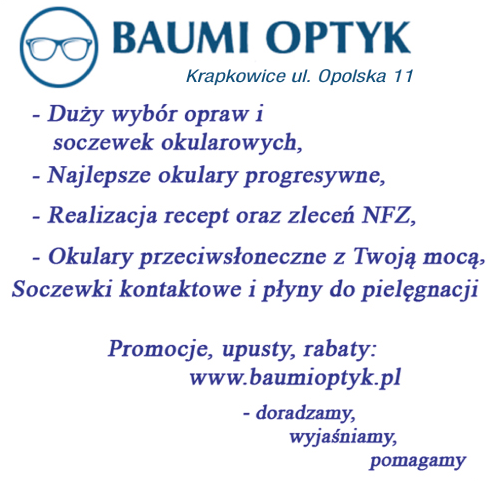 BAUMI OPTYK Krapkowice- Duży wybór opraw i soczewek okularowych- Najlepsze okulary progresywne
