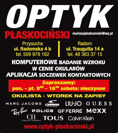 Optyk Płaskociński PRZYSUCHA, RADOM- KOMPUTEROWE BADANIE WZROKU - APLIKACJA SOCZEWEK KONTAKTOWYCH