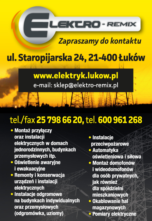 ELEKTRO-REMIX Rafał Celiński Łuków Usługi Elektryczne