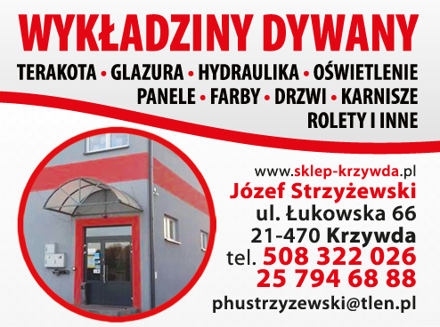P.H.U. Józef Strzyżewski Krzywda Wykładziny / Dywany / Hydraulika / Oświetlenie / Panele / Farby