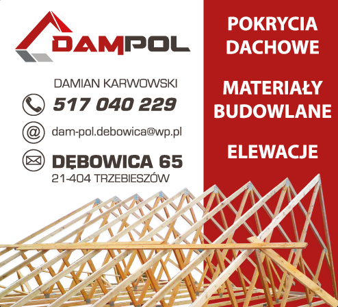  F.H. DAM-POL Damian Karwowski Dębowica Pokrycia Dachowe / Materiały Budowlane / Elewacje
