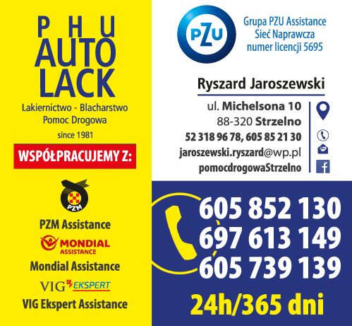 P.H.U. "AUTO LACK" Ryszard Jaroszewski Strzelno Lakiernictwo / Blacharstwo / Pomoc Drogowa