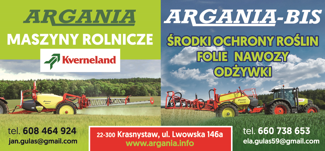 ARGANIA Krasnystaw Maszyny Rolnicze / Środki Ochrony Roślin / Folie / Nawozy / Odżywki
