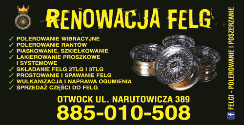 FELGI - POLEROWANIE I POSZERZANIE Otwock Renowacja Fleg / Polerowanie Wibracyjne / Piaskowanie