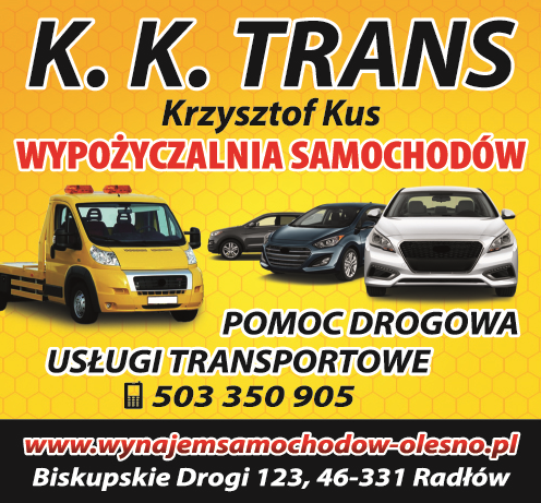 K.K. TRANS Krzysztof Kus Biskupskie Drogi Wypożyczalnia Samochodów / Pomoc Drogowa