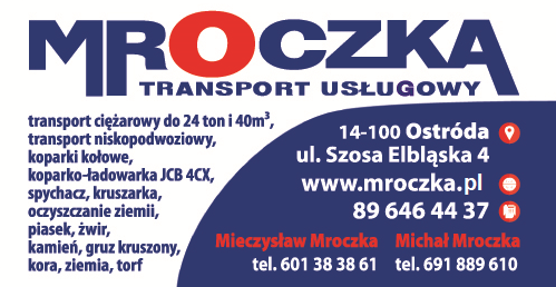 TRANSPORT USŁUGOWY Mieczysław Mroczka Ostróda Transport Ciężarowy / Niskopodwoziowy / Koparki Kołowe