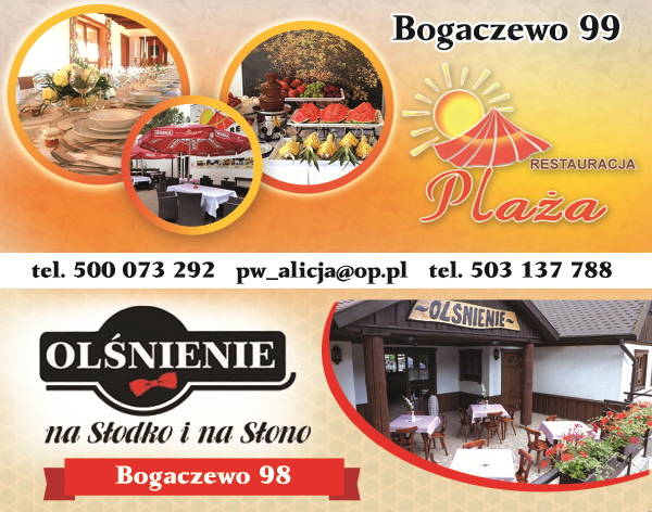 Restauracja PLAŻA | Restauracja OLŚNIENIE Bogaczewo
