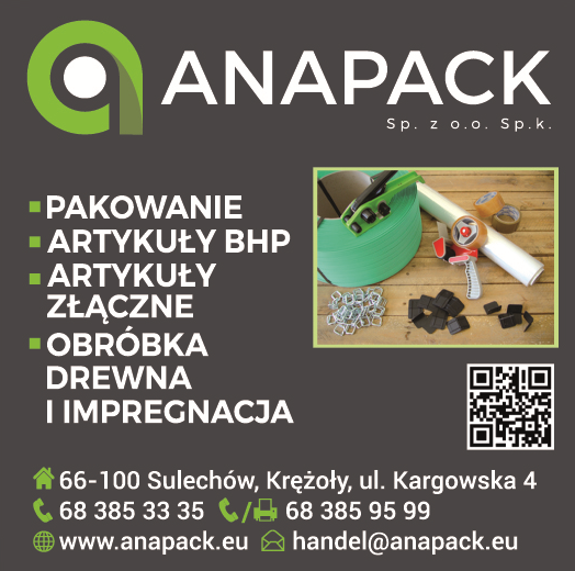 ANAPACK Sp. z o.o. Sp. K. Krężoły Pakowanie / Art. BHP / Art. Złączne / Obróbka Drewna i Impregnacja