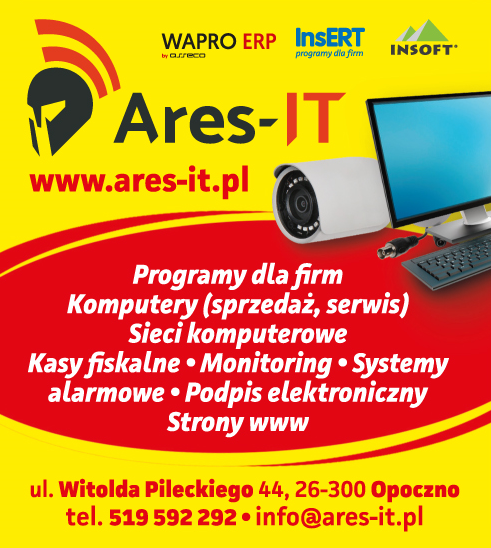 Ares-IT Opoczno Programy dla Firm / Komputery / Sieci Komputerowe / Kasy Fiskalne / Monitoring