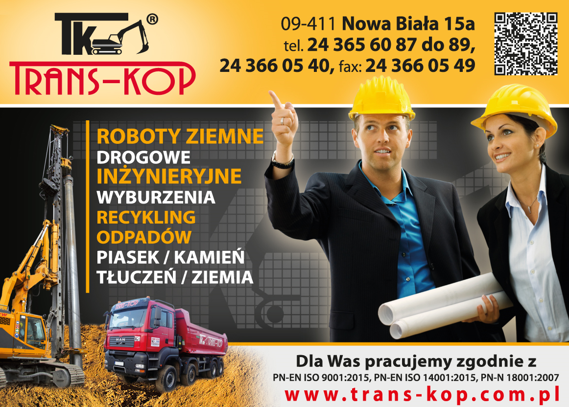 TRANS-KOP s.c. Nowa Biała Roboty Ziemne / Roboty Drogowe / Wyburzenia / Recykling Odpadów