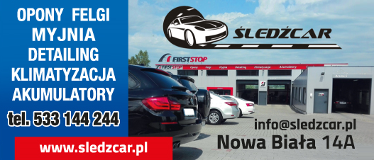 ŚLEDŹ CAR Nowa Biała Opony / Felgi / Myjnia / Detailing / Klimatyzacja / Akumulatory