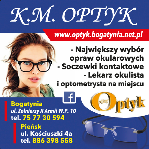 K.M OPTYK Bogatynia, Pieńsk- Największy wybór opraw okularowych -Soczewki kontaktowe-Lekarz okulista