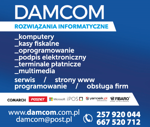 DAMCOM Grupa Sp. z o.o. Węgrów Komputery / Kasy Fiskalne / Oprogramowanie / Terminale Płatnicze