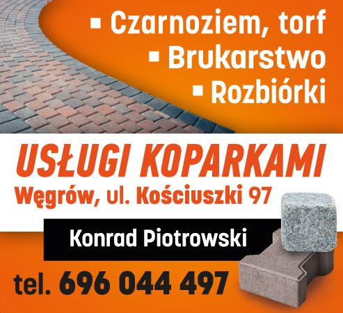 P.W. BRUK Konrad Piotrowski Węgrów Czarnoziem / Torf / Brukarstwo / Rozbiórki / Usługi Koparkami