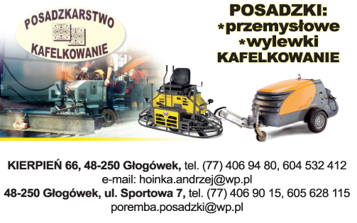POSADZKARSTWO KAFELKOWANIE Głogówek