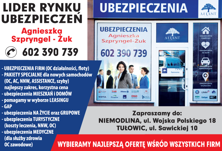 LIDER RYNKU UBEZPIECZEŃ Agnieszka Szpryngel- Żuk Niemodlin