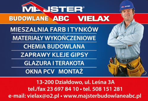 F.H.U. VIELAX Działdowo Mieszalnia Farb i Tynków / Materiały Wykończeniowe / Okna PCV; Montaż
