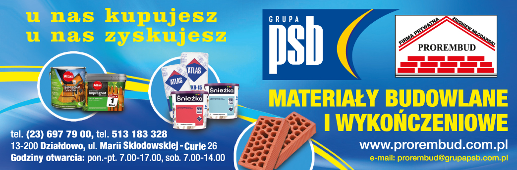 Firma Prywatna "PROREMBUD" Zbigniew Młodawski Działdowo Materiały Budowlane i Wykończeniowe