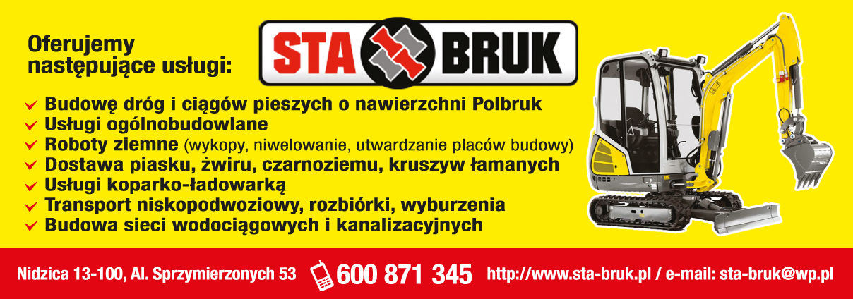 STA-BRUK s.c. Nidzica Budowa Dróg / Usługi Ogólnobudowlane / Roboty Ziemne / Transport