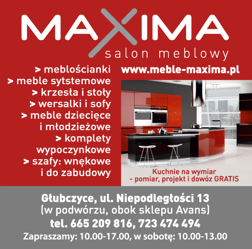 MAXIMA Salon Meblowy Głubczyce Meblościanki / Meble Systemowe / Szafy / Kuchnie na Wymiar