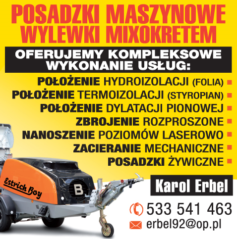 POSADZKI MASZYNOWE WYLEWKI MIXOKRETEM Erbel Karol Szydłowiec