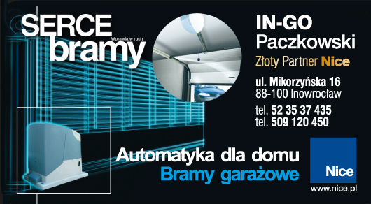 IN-GO Paczkowski Inowrocław Złoty Partner Nice Automatyka Dla Domu / Bramy Garażowe 