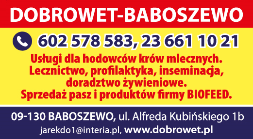 DOBROWET-BABOSZEWO Gabinet Weterynaryjny Usługi dla Hodowców Krów Mlecznych