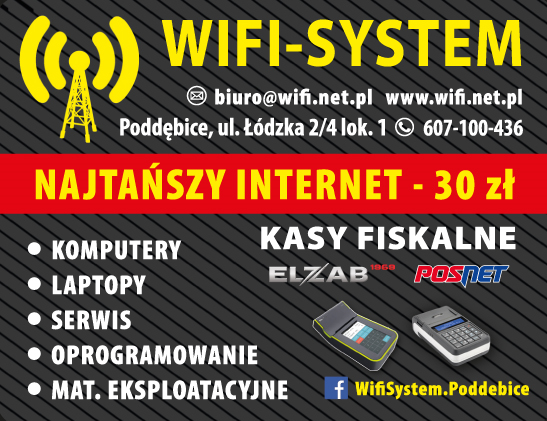 WIFI-SYSTEM Poddębice Internet / Komputery / Laptopy / Serwis / Oprogramowanie / Kasy Fiskalne