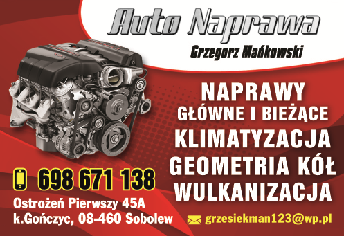 AUTO NAPRAWA Grzegorz Mańkowski Ostrożeń Pierwszy Naprawy Główne i Bieżące / Klimatyzacja