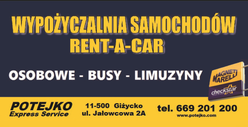 POTEJKO Express Service Giżycko Wypożyczalnia Samochodów / Osobowe / Busy / Limuzyny