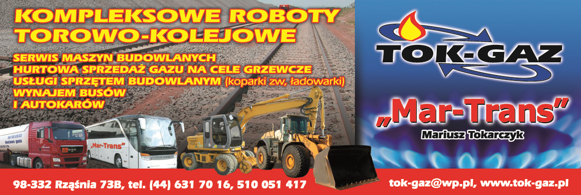 TOK-GAZ Sp. z o.o. Mariusz Tokarczyk Rząśnia Roboty Torowo-Kolejowe / Sprzedaż Gazu Na Cele Grzewcze