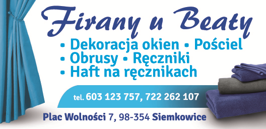 FIRANY U BEATY Siemkowice Dekoracja Okien / Pościel / Obrusy / Ręczniki / Haft na Ręcznikach