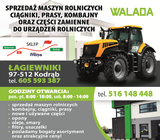 WALADA Łagiewniki Sprzedaż Maszyn Rolniczych / Ciągniki, Prasy, Kombajny / Części Zamienne / Opony