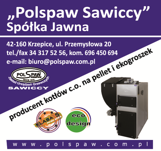 "POLSPAW SAWICCY" Spółka Jawna Krzepice Producent Kotłów C.O. na Pellet i Ekogroszek