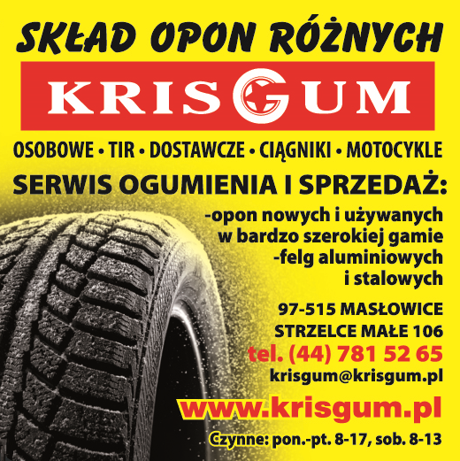 KRISGUM Strzelce Małe Skład Opon Różnych / Serwis Ogumienia / Sprzedaż Opon i Felg