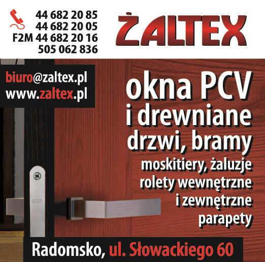 ŻALTEX Radomsko Okna / Drzwi / Bramy / Moskitiery / Żaluzje / Rolety / Parapety