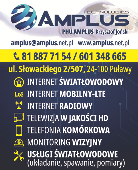 PHU AMPLUS Krzysztof Joński Puławy Internet/ Telewizja/ Telefonia/ Monitoring/ Usługi Światłowodowe