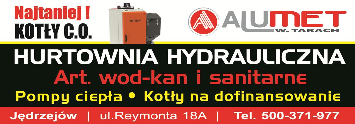"ALUMET" W. TARACH Jędrzejów Hurtownia Hydrauliczna / Art. Wod-Kan i Sanitarne / Pompy Ciepła/ Kotły