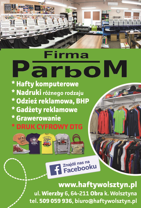 Firma "ParboM" Obra Hafty Komputerowe / Nadruki / Odzież Reklamowa / BHP / Grawerowanie / Gadżety