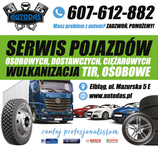 AUTODAS Sp. z o.o. Elbląg Serwis Pojazdów Osobowych, Dostawczych, Ciężarowych / Wulkanizacja